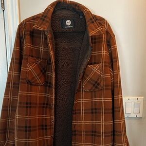 Woolrich Men's Brown Checkered Sherpa Jacket